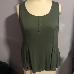 Olive Peplum Tank Top